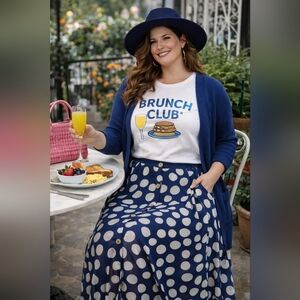 EUC Truly 4 You Polka Dot Blue Skirt Size Medium